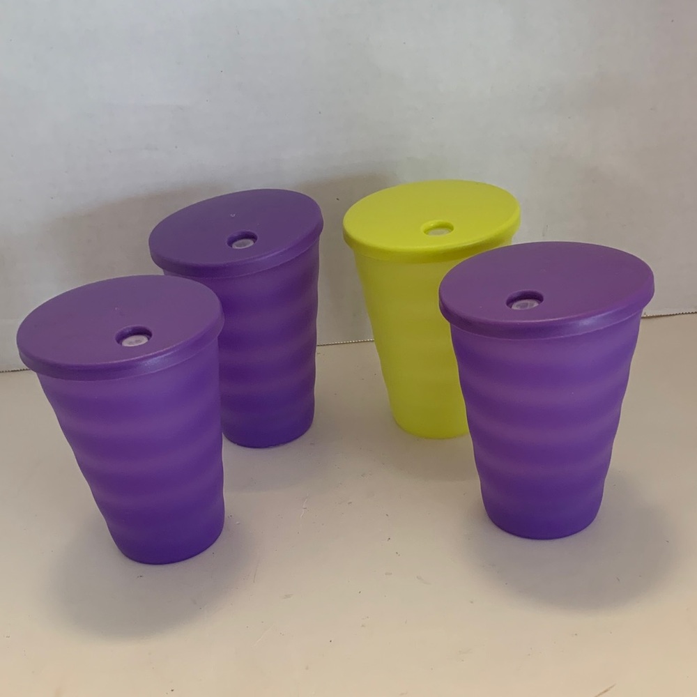 Set of Tupperware Impressions Tumblers with Dripless Straw Lids